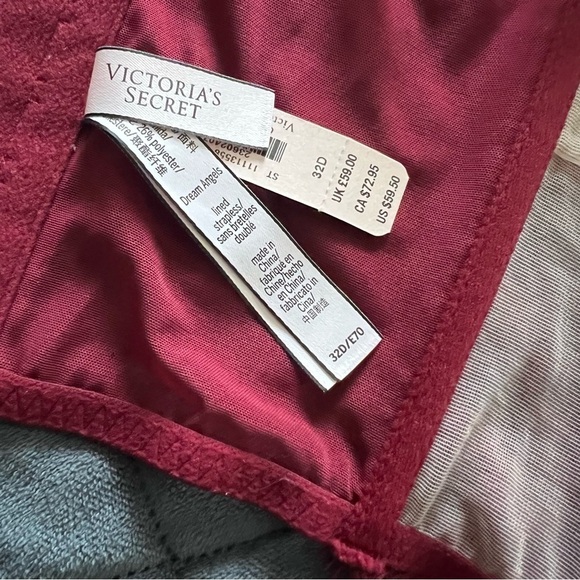 Victoria Secret Corset 32D Bustier Top Bra Dream Angels Crop Burgundy - Picture 6 of 9